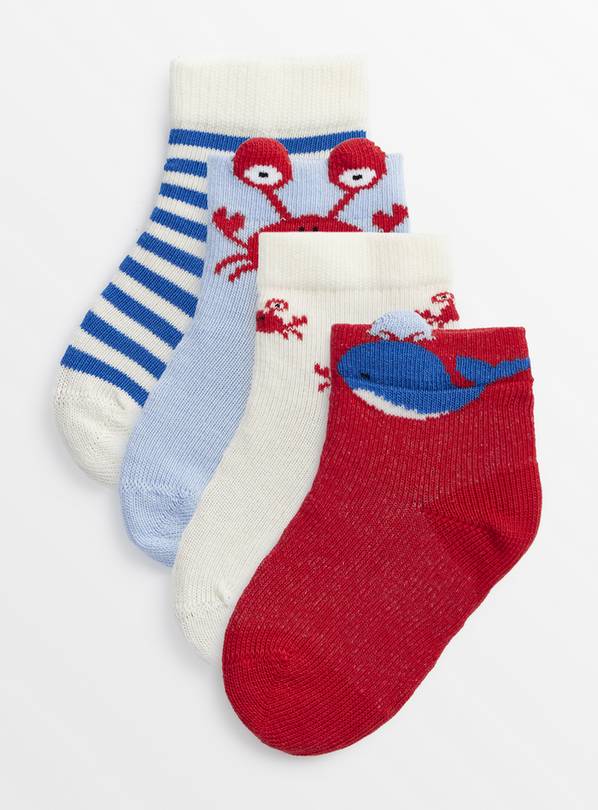 Seaside Theme Socks 4 Pack  12-24 months